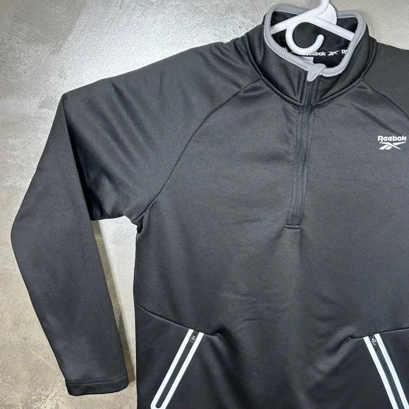 Reebok Quarter Zip Pullover Jacket Women's Medium Training Activewear Top Black - Picture 4 of 13
